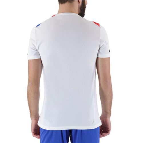 Le Coq Sportif Mens Tennis Short Sleeve Tee N2 (White/Cobalt/Red)