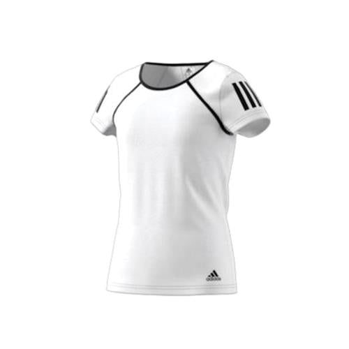 Adidas Girls Club Tee (White/White/Black)