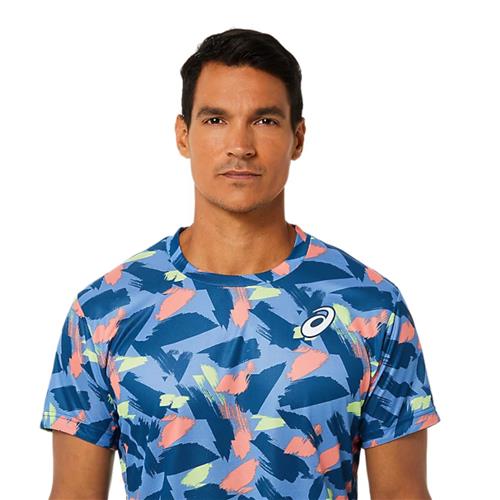 Asics Mens Match Graphic Short Sleeved Top (Light Indigo)