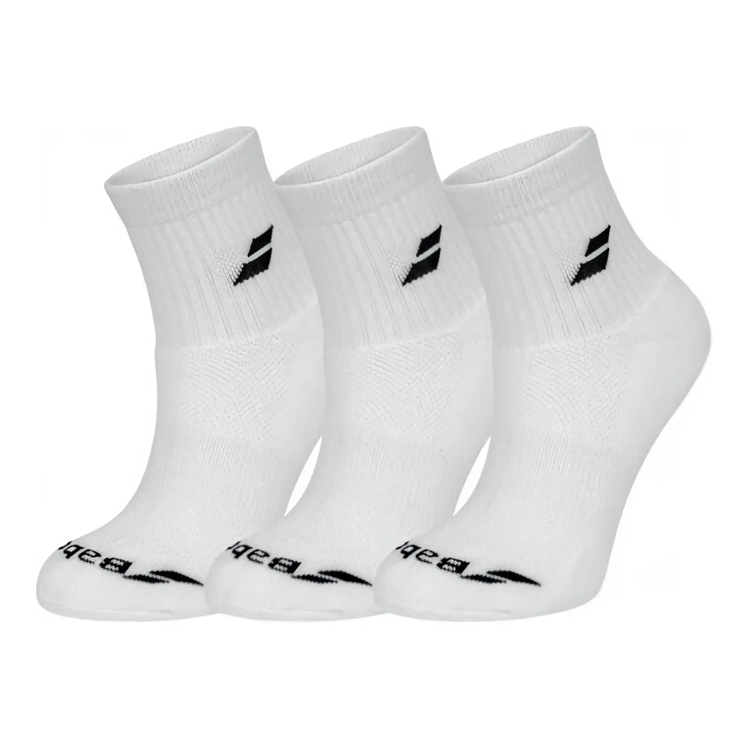 Babolat Tennis Quarter Socks 3 Pairs Pack (White)