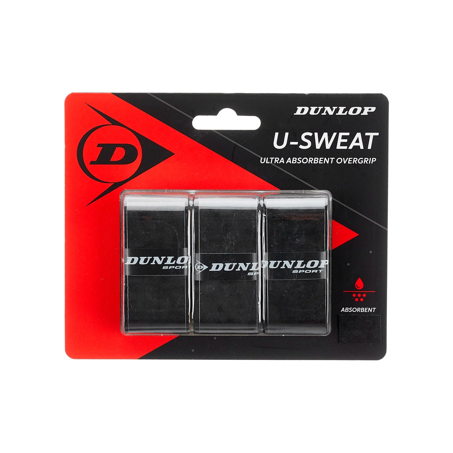 Dunlop U-Sweat Ultra Absorbent Overgrip 3 Pack (Black)