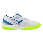 Mizuno Break Shot 5 AC Junior Shoes (White/Dazzling Blue/Lightning Yellow)