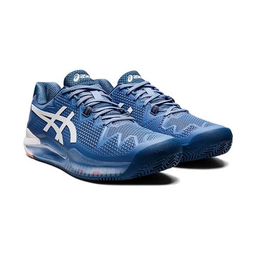 Asics Gel-Resolution 8 Clay Mens Tennis Shoes (Blue Harmony White)