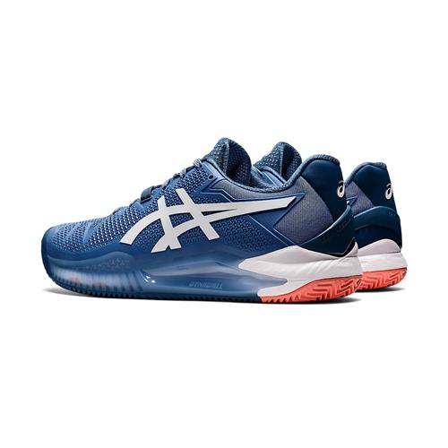 Asics Gel-Resolution 8 Clay Mens Tennis Shoes (Blue Harmony White)