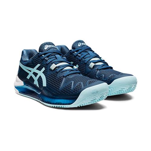 Asics Gel-Resolution 8 Clay Womens tennis Shoes (Light Indigo/Clear Blue)