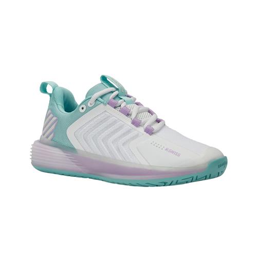 K-Swiss Ultrashot 3 Womens Tennis Shoes (White/Angel Blue/Lilac)