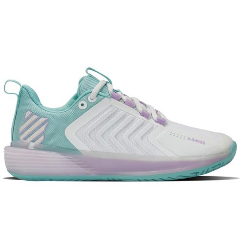 K-Swiss Ultrashot 3 Womens Tennis Shoes (White/Angel Blue/Lilac)