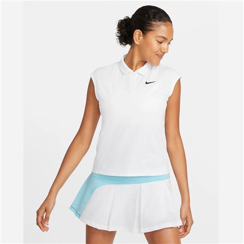 Nike Court Dri-Fit Victory Womens Tennis Polo Shirt (White/Black)