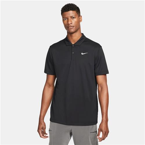 Nike Court Dri-Fit Mens Tennis Solid Polo (Black/White)