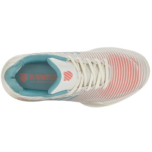 K-Swiss Hypercourt Express 2 AC Womens Shoes (Blanc de Blanc/Nile Blue/Desert Flower)