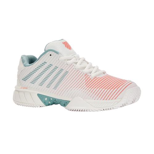 K-Swiss Hypercourt Express 2 HB Womens Shoes (Blanc de Blanc/Nile Blue/Desert Flower)