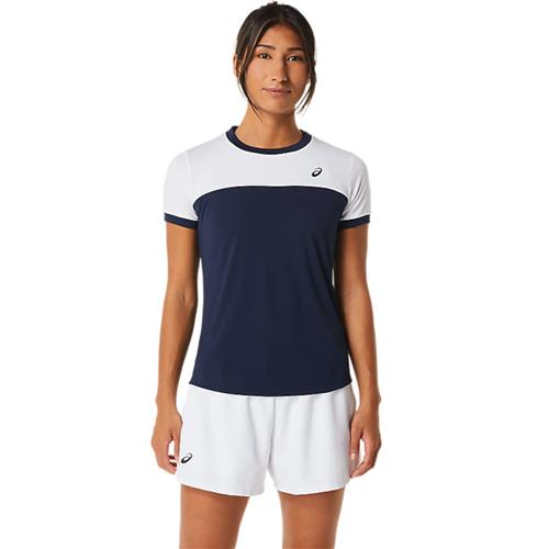 Asics Womens Court Short Sleeve Top (Midnight/Brilliant White)