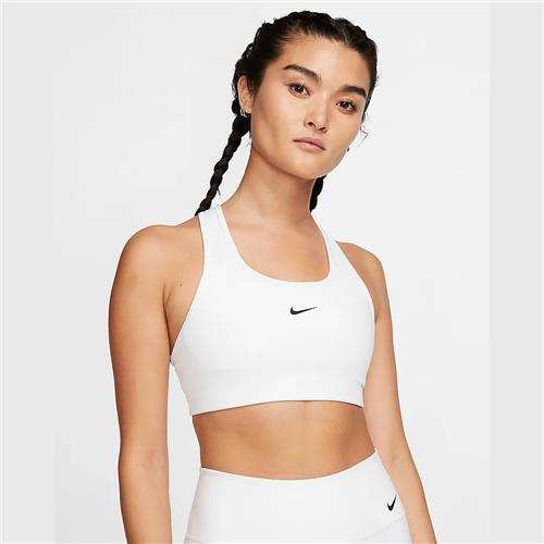 Nike DriFit Swoosh Women's Medium-Support 1-Piece Pad Sports Bra (White)