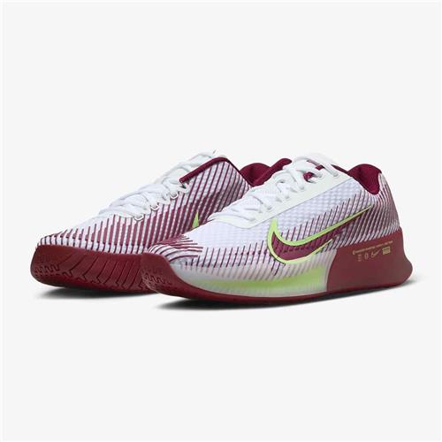 Nike Zoom Vapor 11 HC Men's Tennis Shoes (White/Lime Blast/Team Rd)