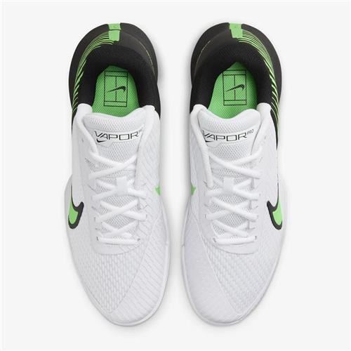 NikeCourt Air Zoom Vapor Pro 2 Men's Hardcourt Tennis Shoes (White/Black/Poison Green)