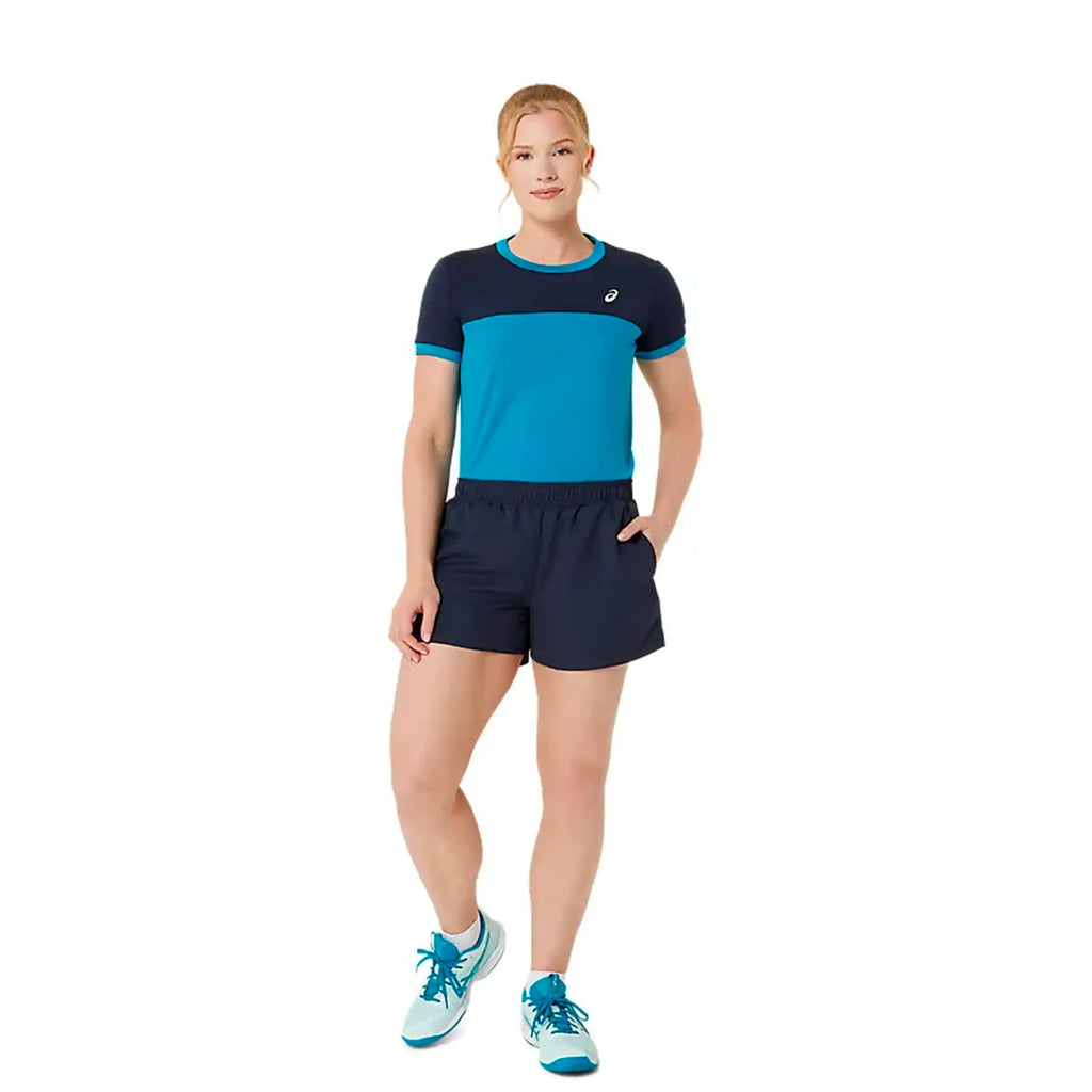 Asics Womens Court Short Sleeve Top (Teal Blue/Mako Blue)