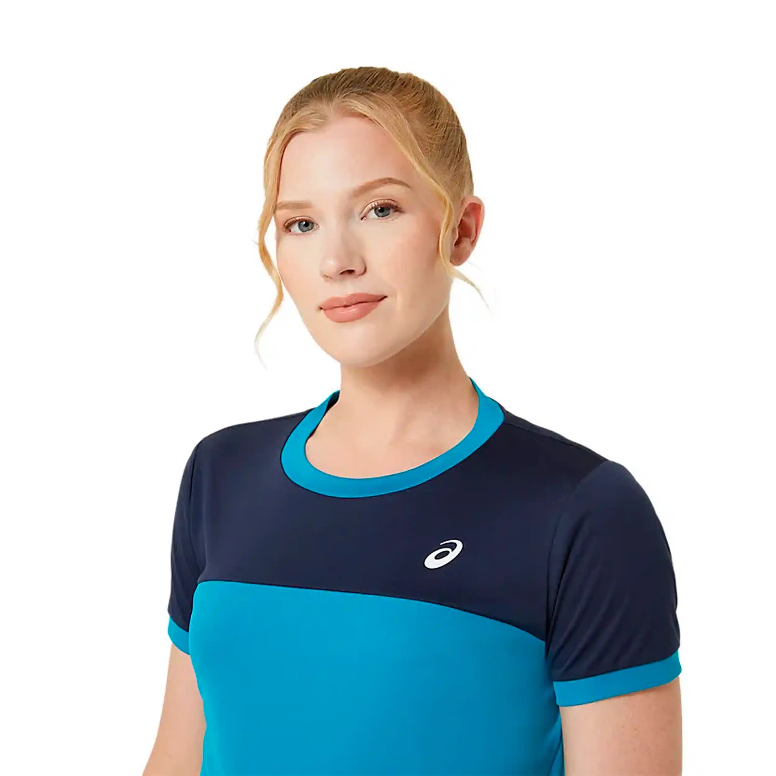 Asics Womens Court Short Sleeve Top (Teal Blue/Mako Blue)