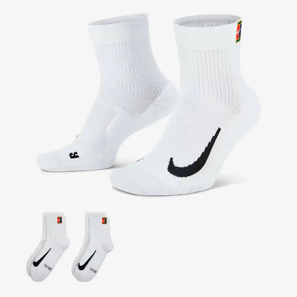 NikeCourt Multiplier Max Tennis Ankle Socks 2 Pairs (White)