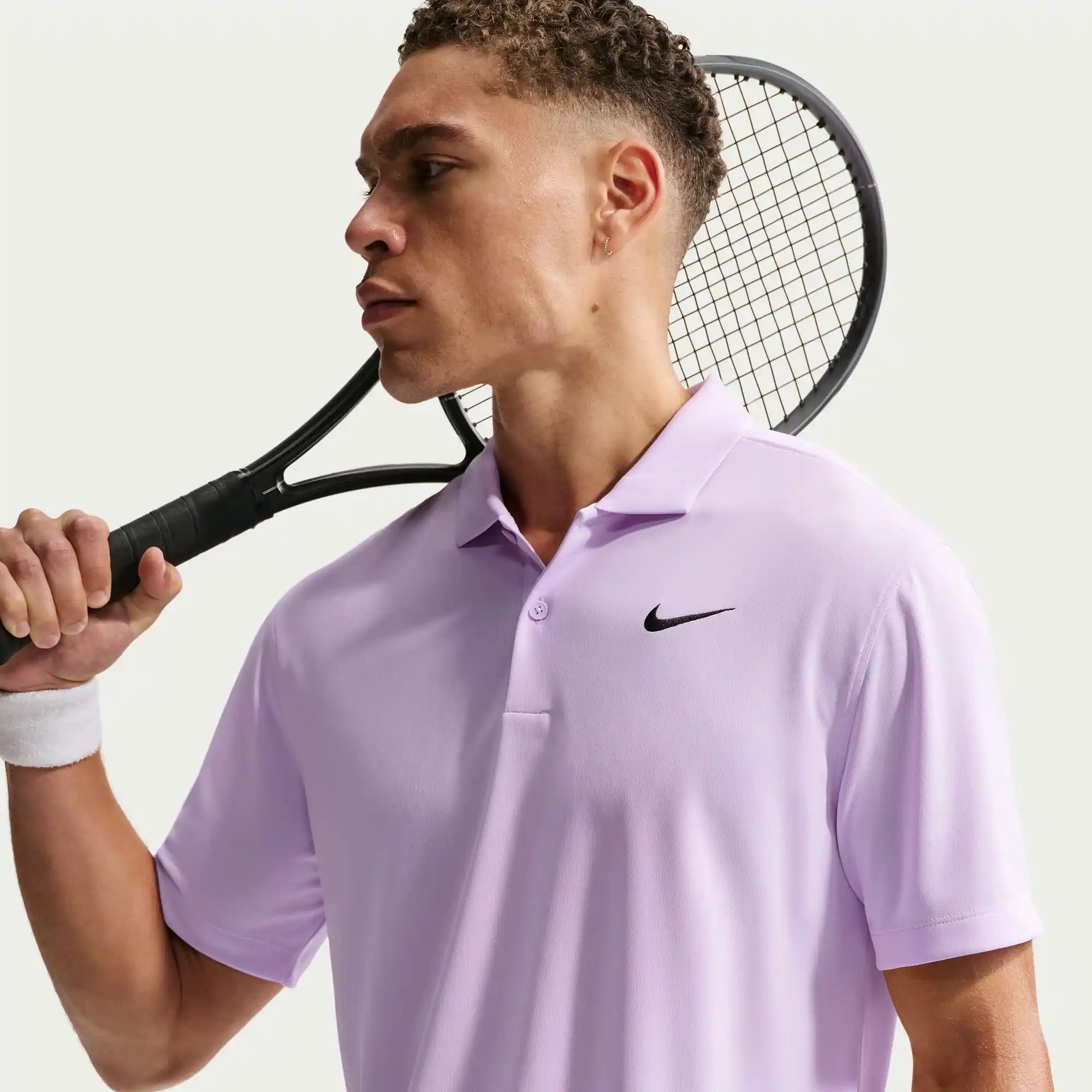 Nike Court Dri-Fit Mens Tennis Solid Polo (Violet Mist/Black)