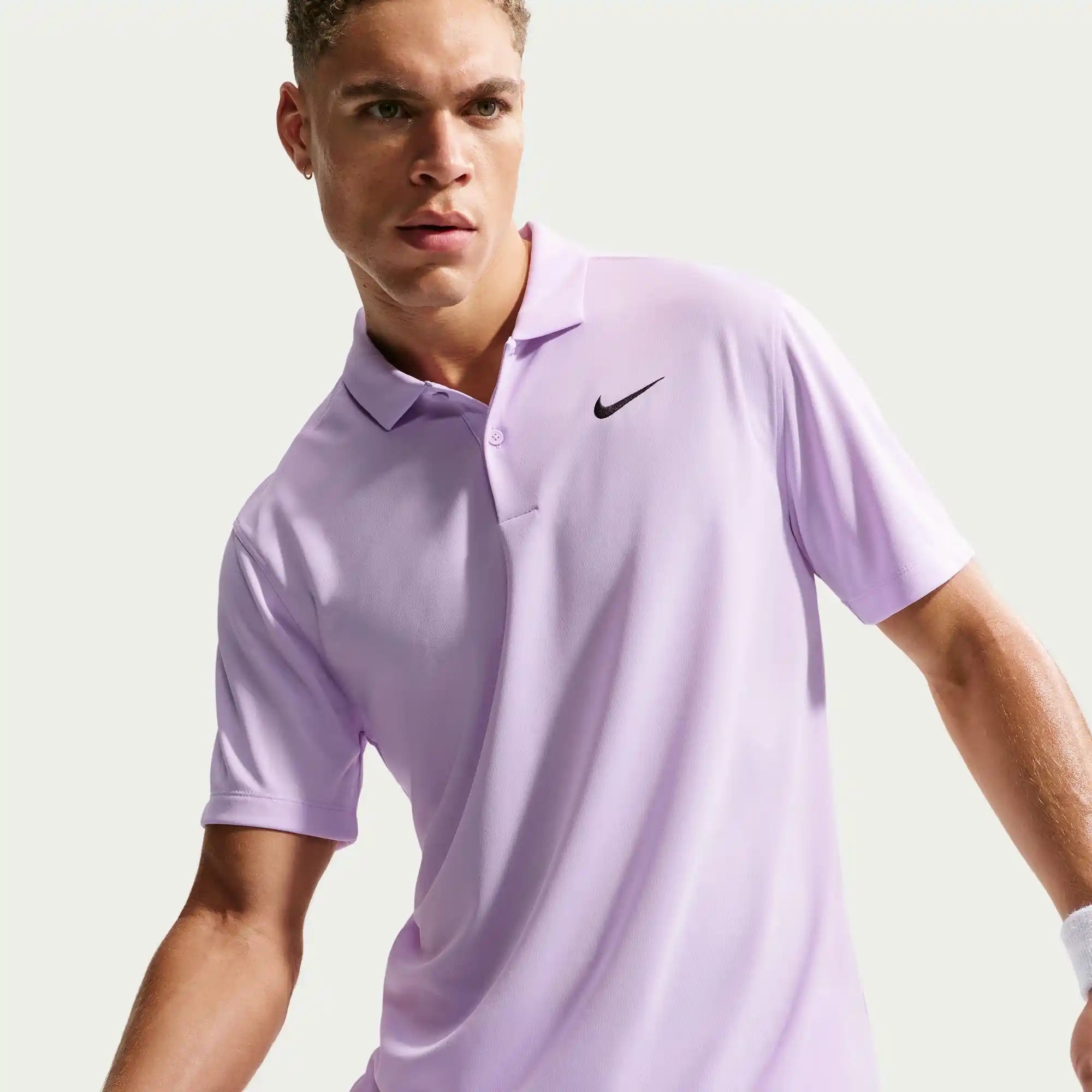Nike Court Dri-Fit Mens Tennis Solid Polo (Violet Mist/Black)