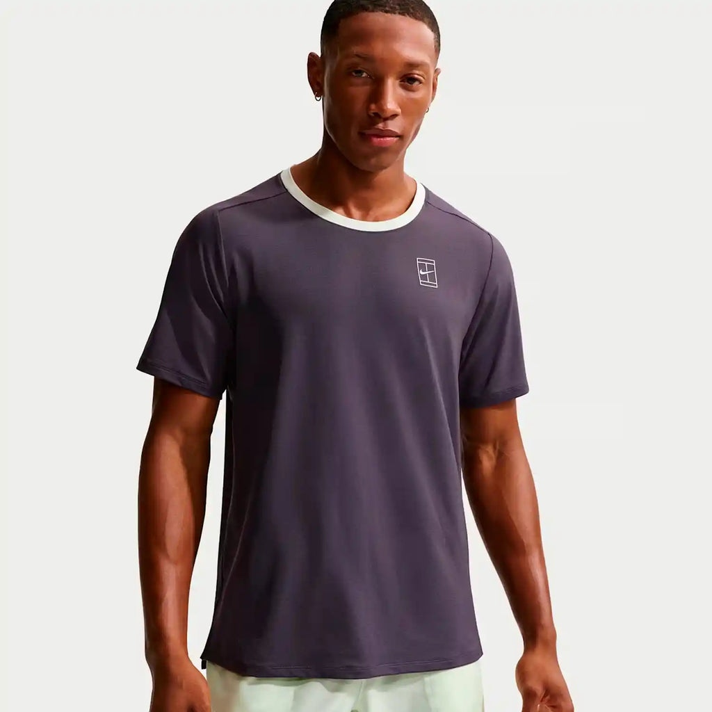 NikeCourt Advantage Men's Dri-FIT Tennis Top (Dark Raisin/Volt Tint/White)