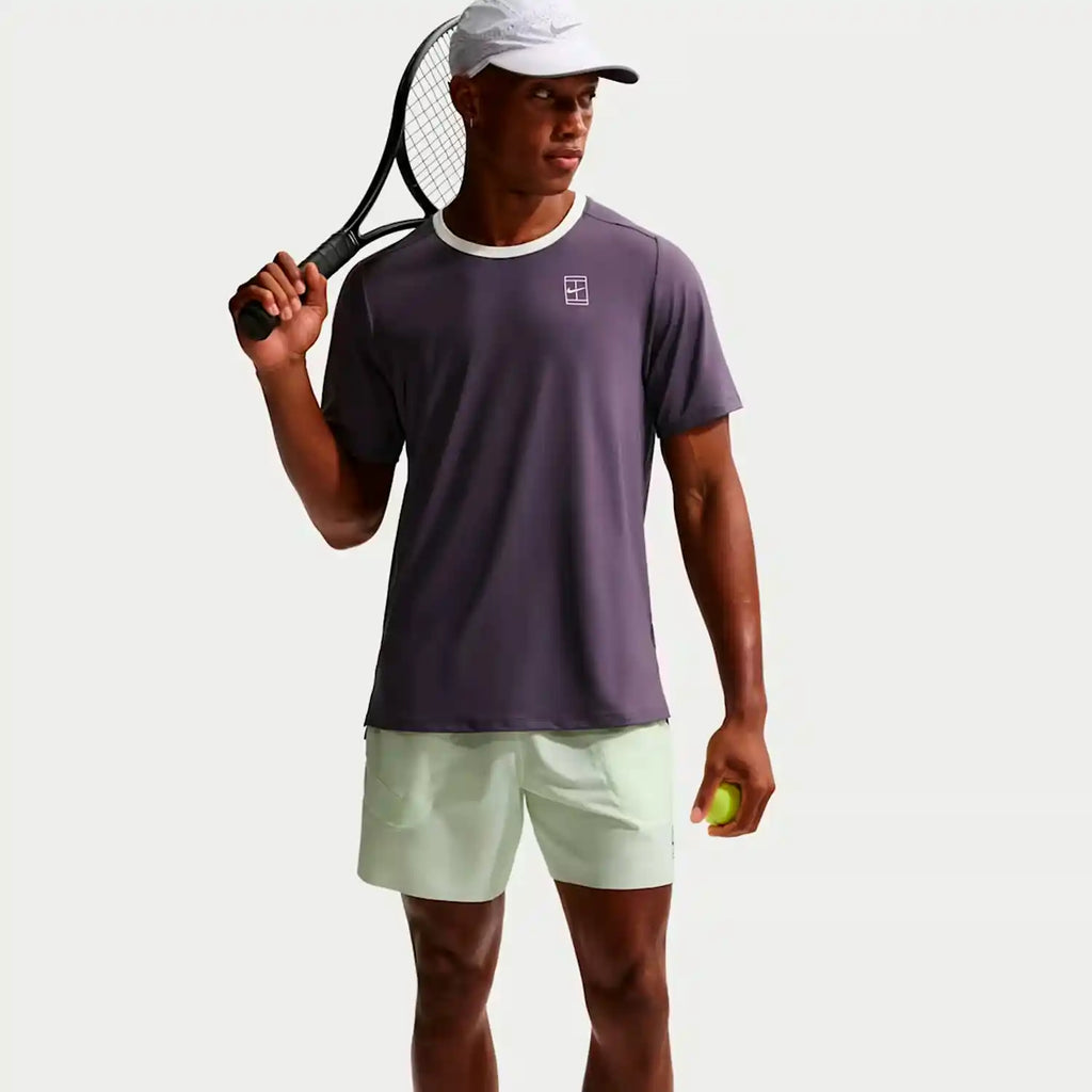 NikeCourt Advantage Men's Dri-FIT Tennis Top (Dark Raisin/Volt Tint/White)