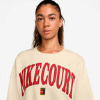 NikeCourt Phoenix Fleece Women's Oversized Crew Neck Sweatshirt (Pale Ivory/Dark Team Red/Light Crimson