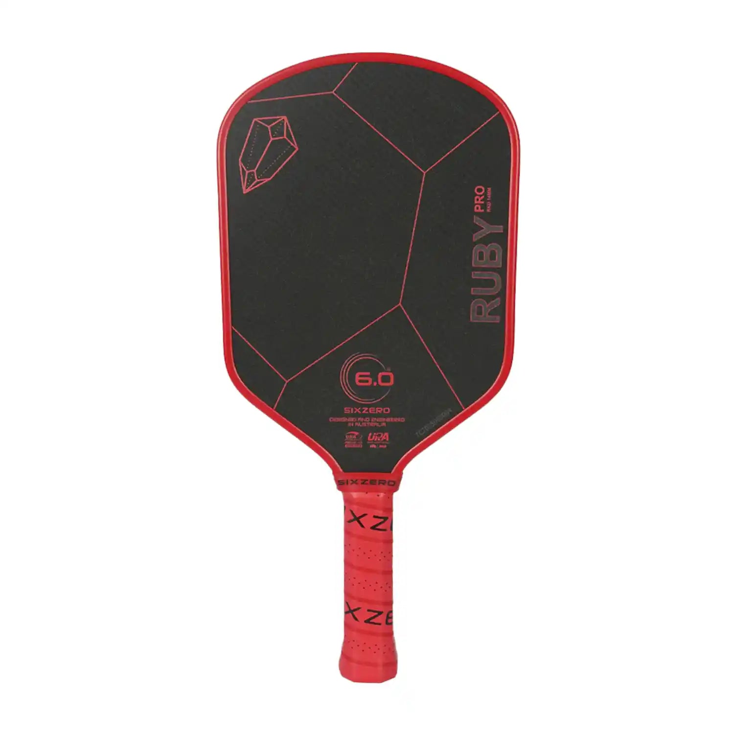Six Zero Ruby Pro 14mm Pickleball Paddle (Red)