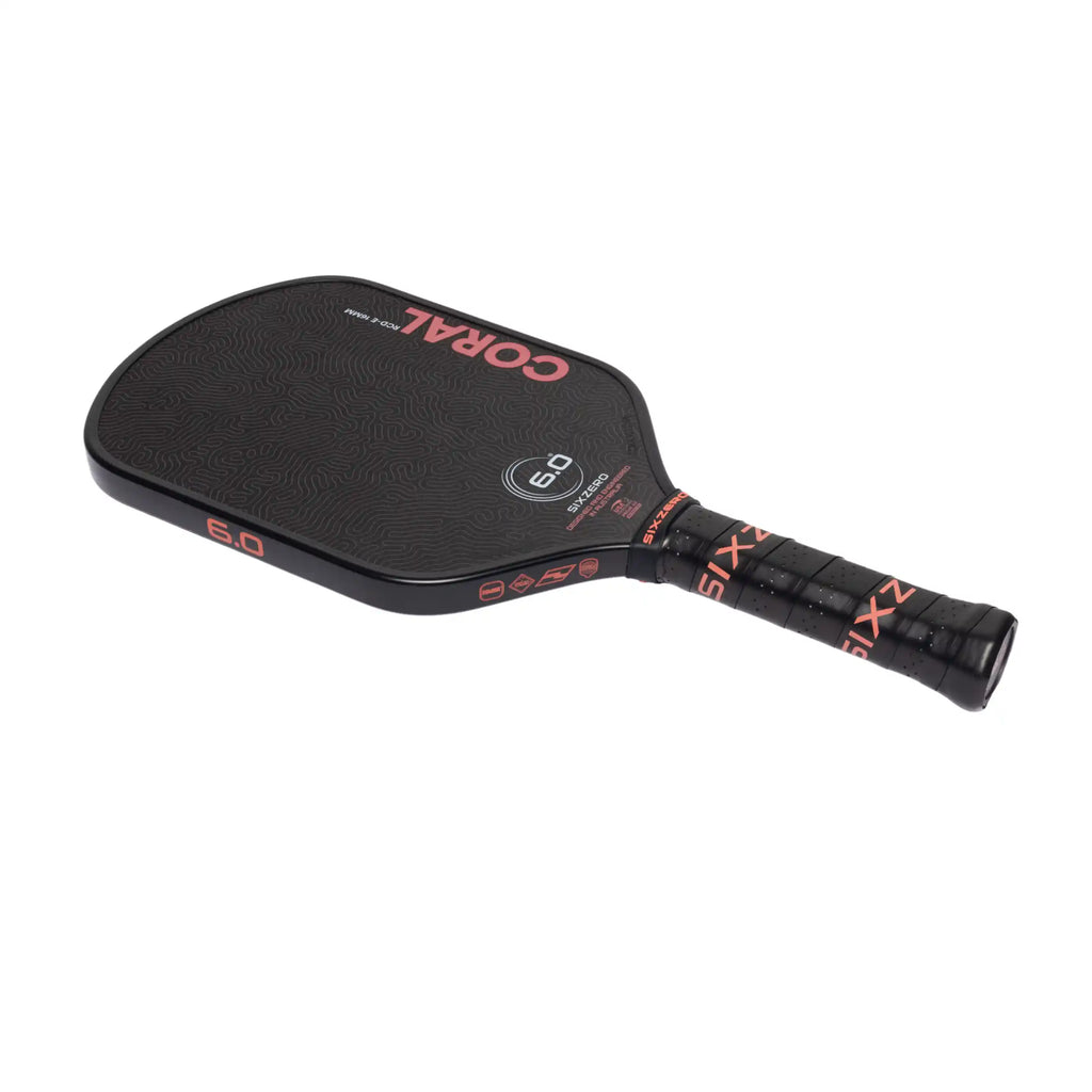 Six Zero Coral 16mm Elongated Pickleball Paddle (Black)