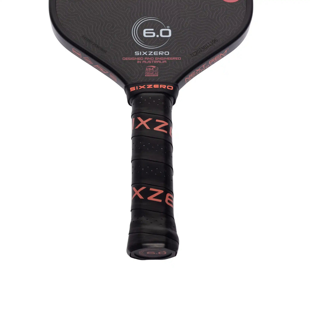 Six Zero Coral 16mm Elongated Pickleball Paddle (Black)
