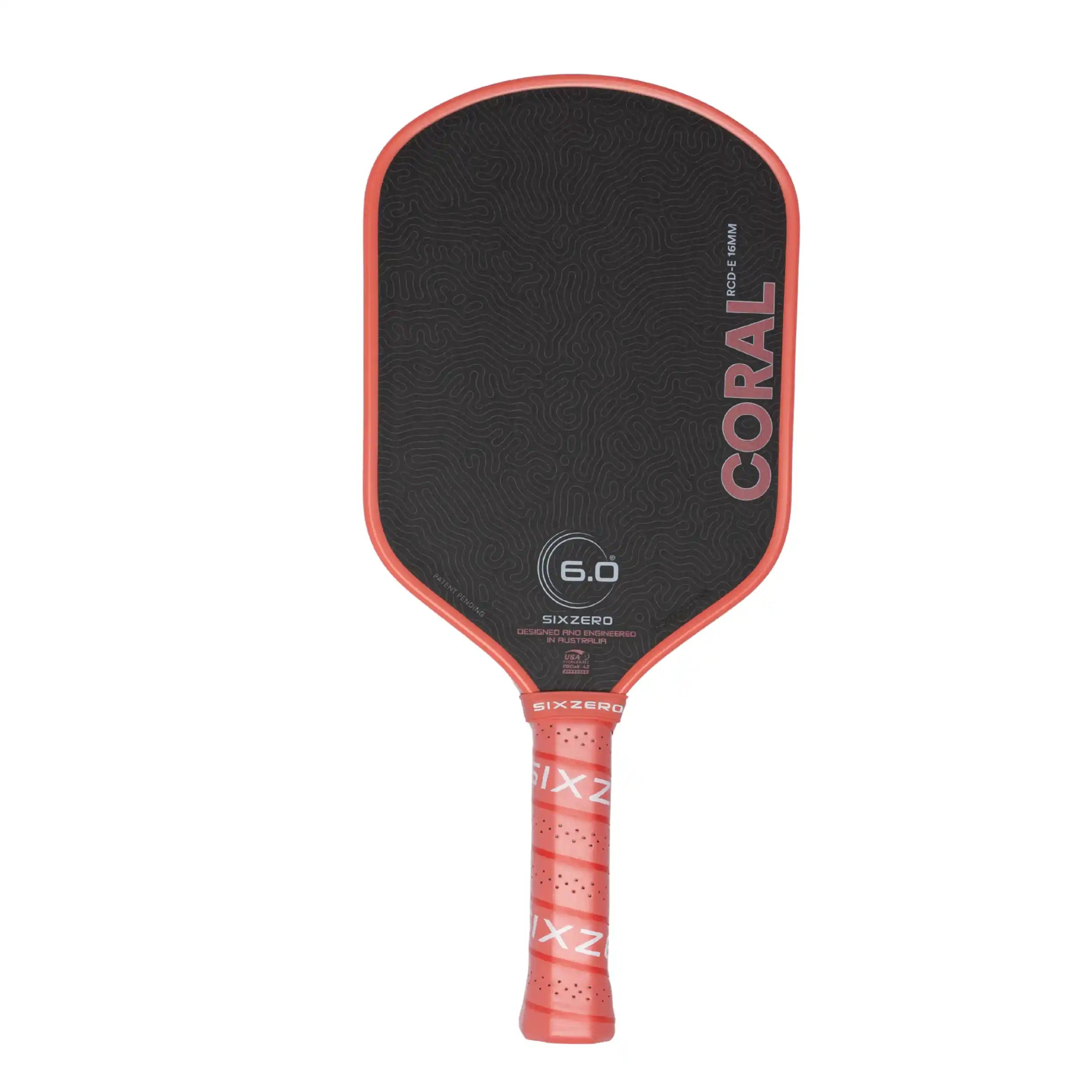 Six Zero Coral 16mm Elongated Pickleball Paddle (Coral Pink)