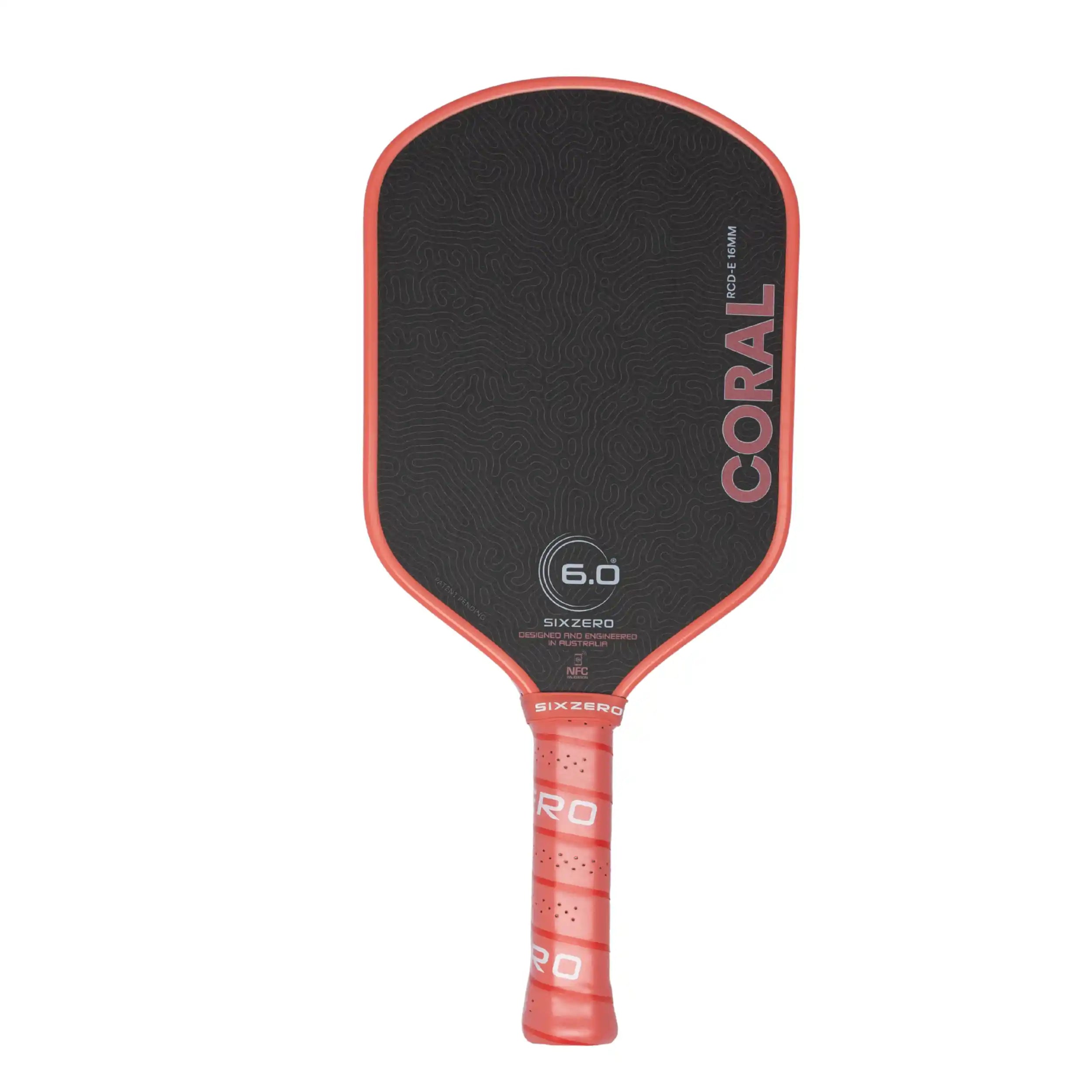 Six Zero Coral 16mm Elongated Pickleball Paddle (Coral Pink)
