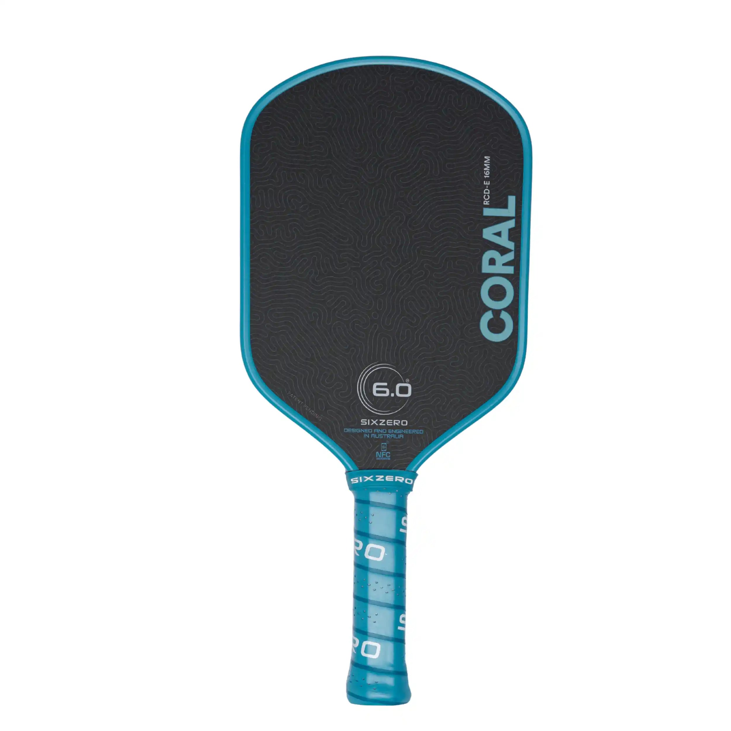 Six Zero Coral 16mm Elongated Pickleball Paddle (Ocean Blue)