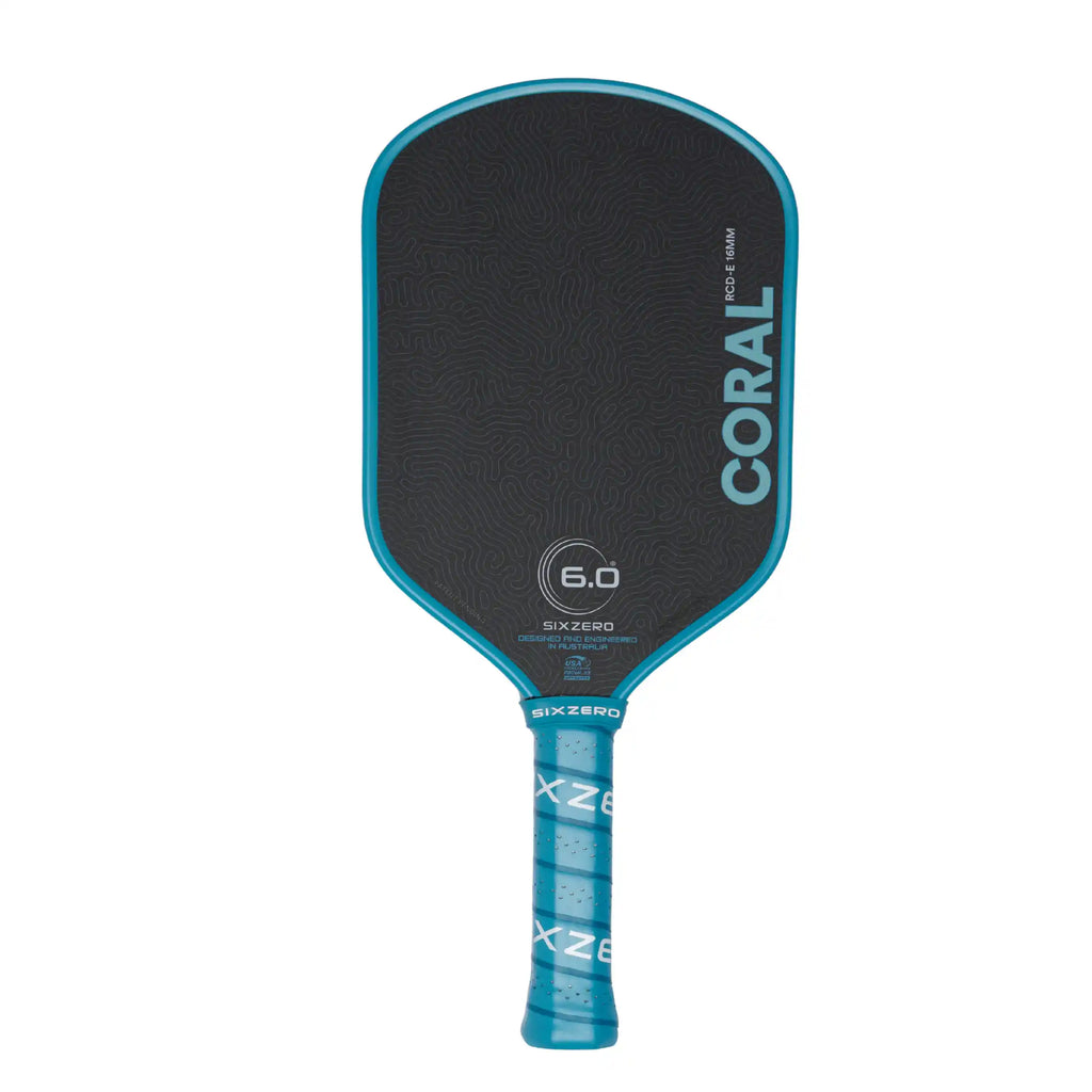 Six Zero Coral 16mm Elongated Pickleball Paddle (Ocean Blue)