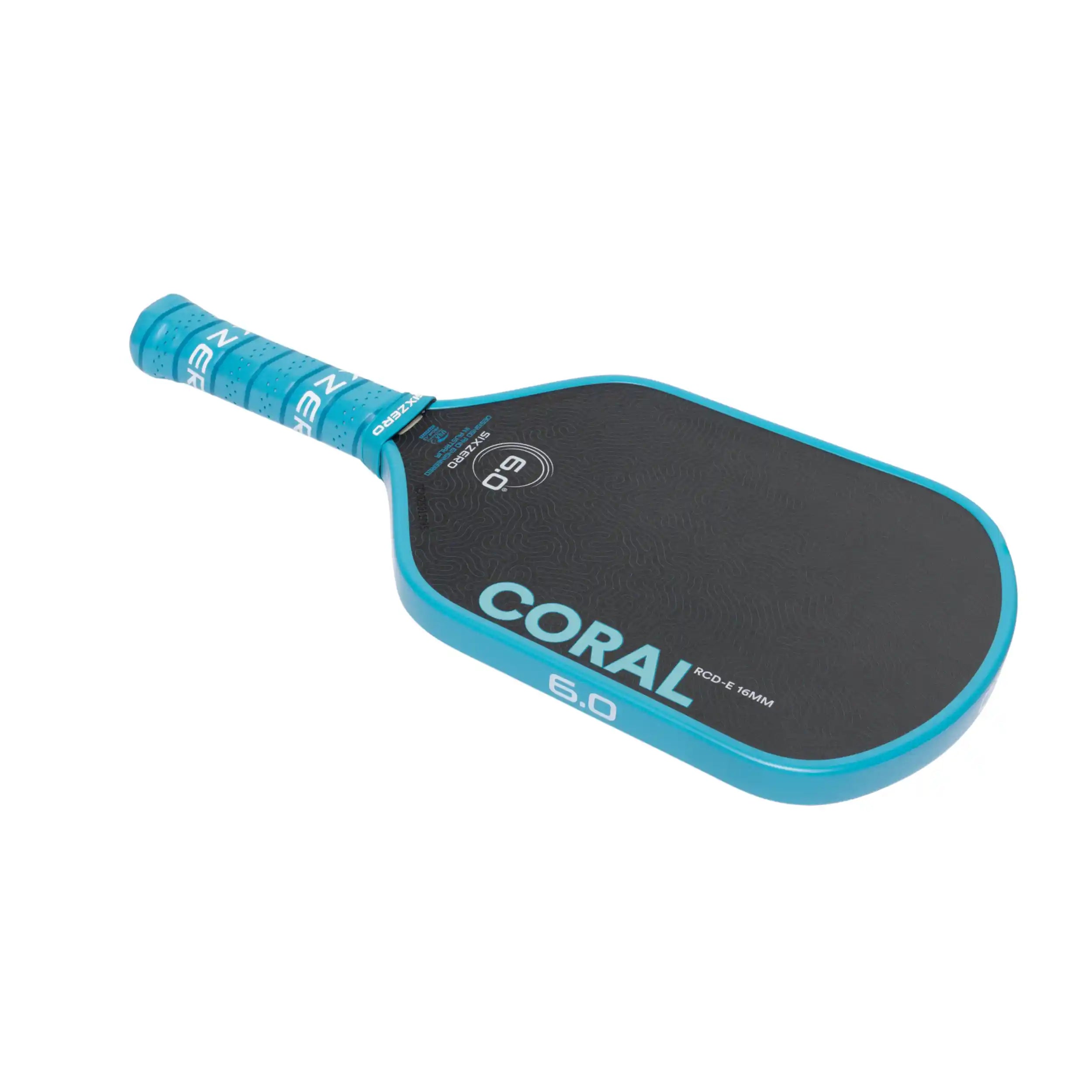 Six Zero Coral 16mm Elongated Pickleball Paddle (Ocean Blue)