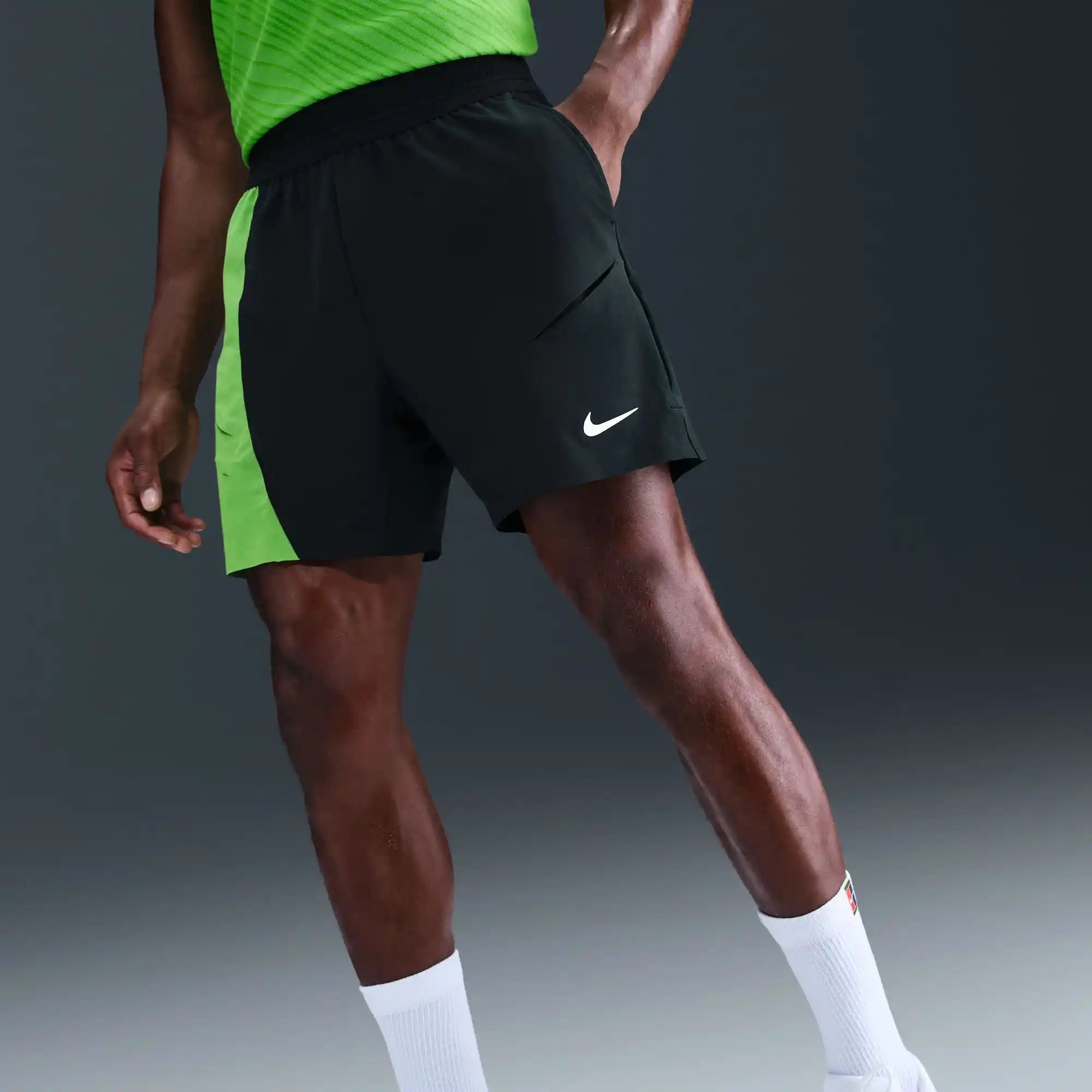 NikeCourt Dri-FIT Slam Short MB (Black/Mean Green/White)