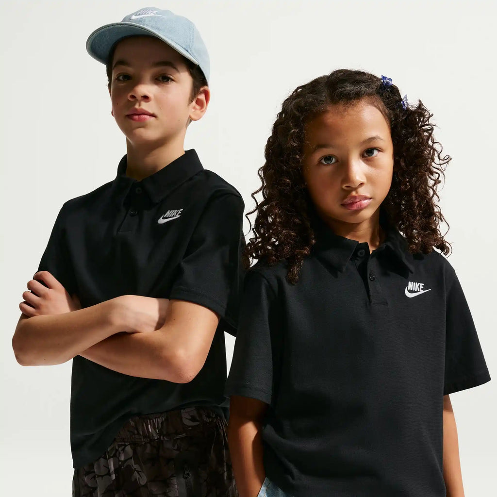 Nike Big Kids' Knit Short Sleeve Polo (Black)