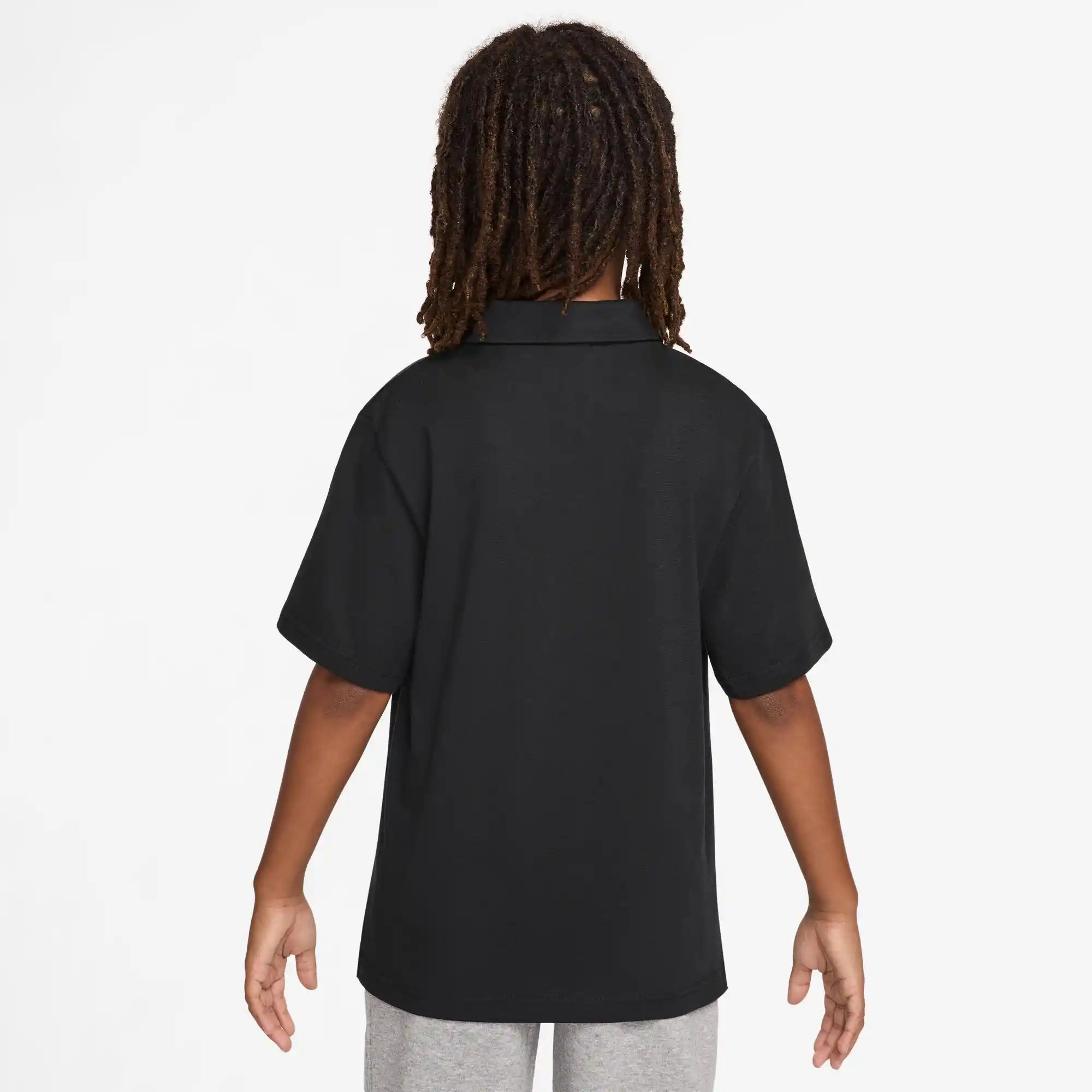 Nike Big Kids' Knit Short Sleeve Polo (Black)