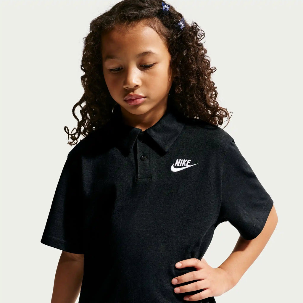 Nike Big Kids' Knit Short Sleeve Polo (Black)
