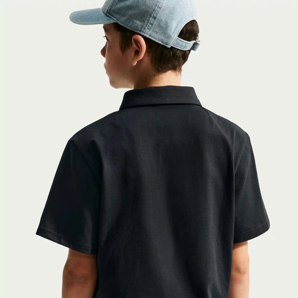 Nike Big Kids' Knit Short Sleeve Polo (Black)