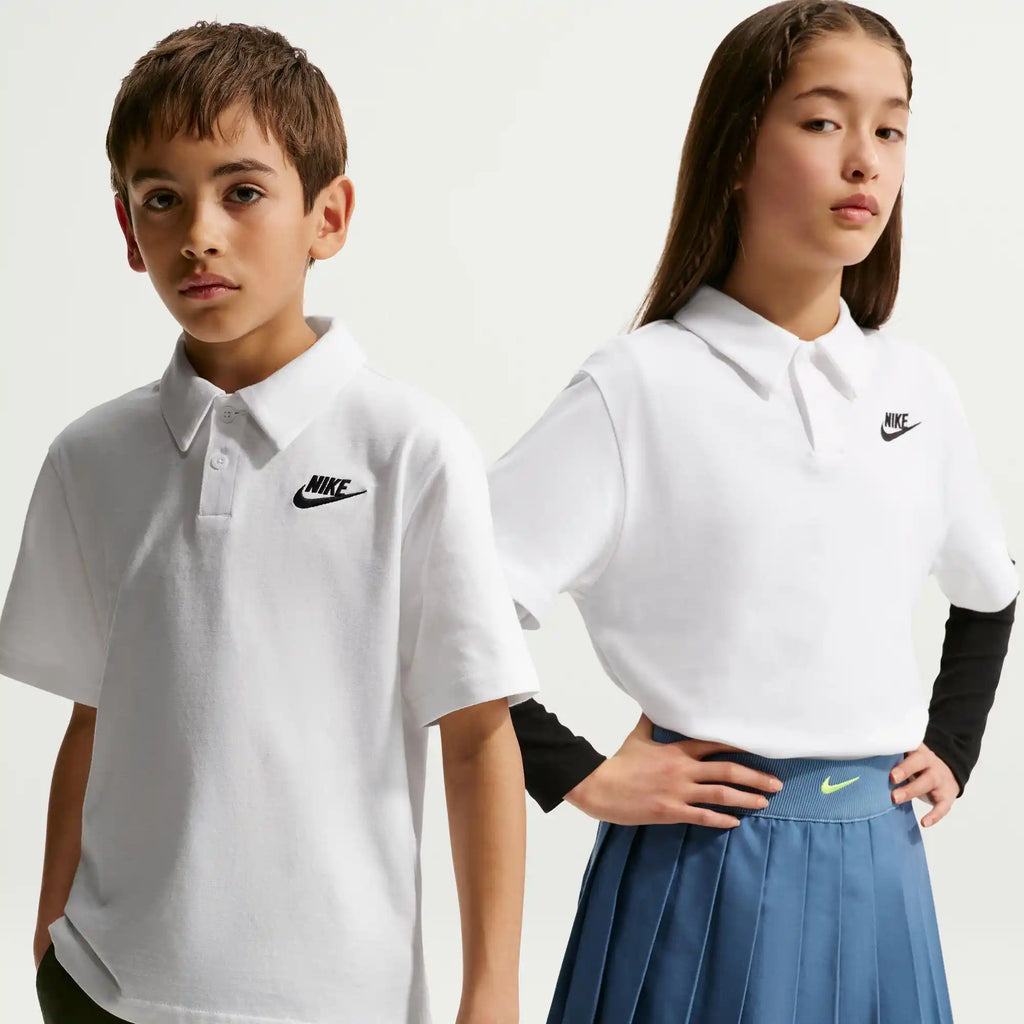 Nike Big Kids' Knit Short Sleeve Polo (White)
