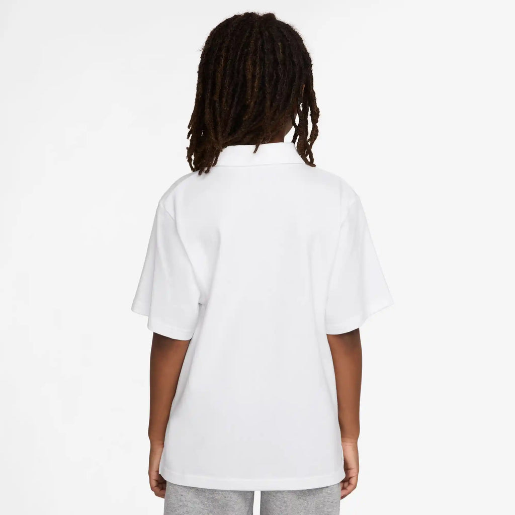 Nike Big Kids' Knit Short Sleeve Polo (White)