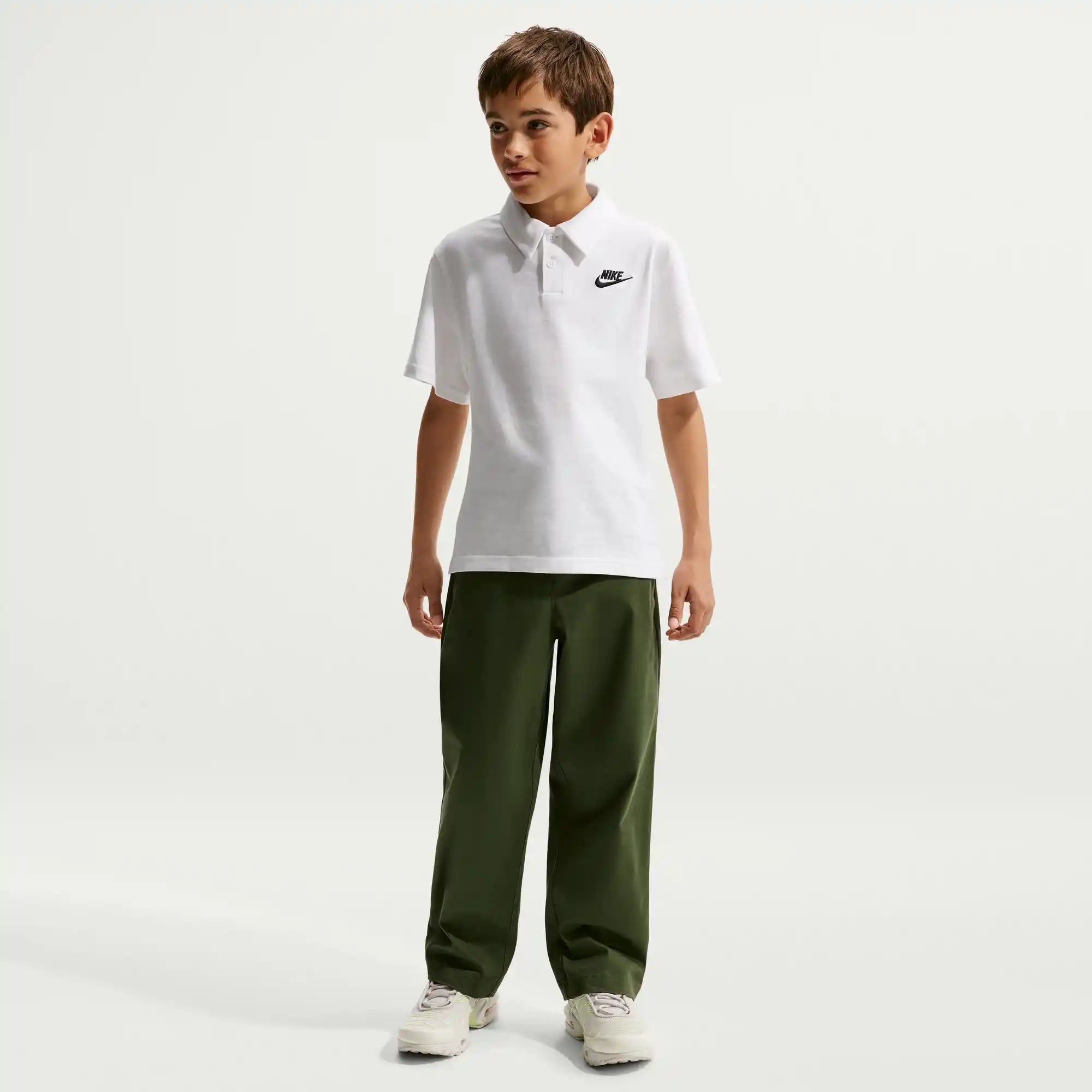 Nike Big Kids' Knit Short Sleeve Polo (White)