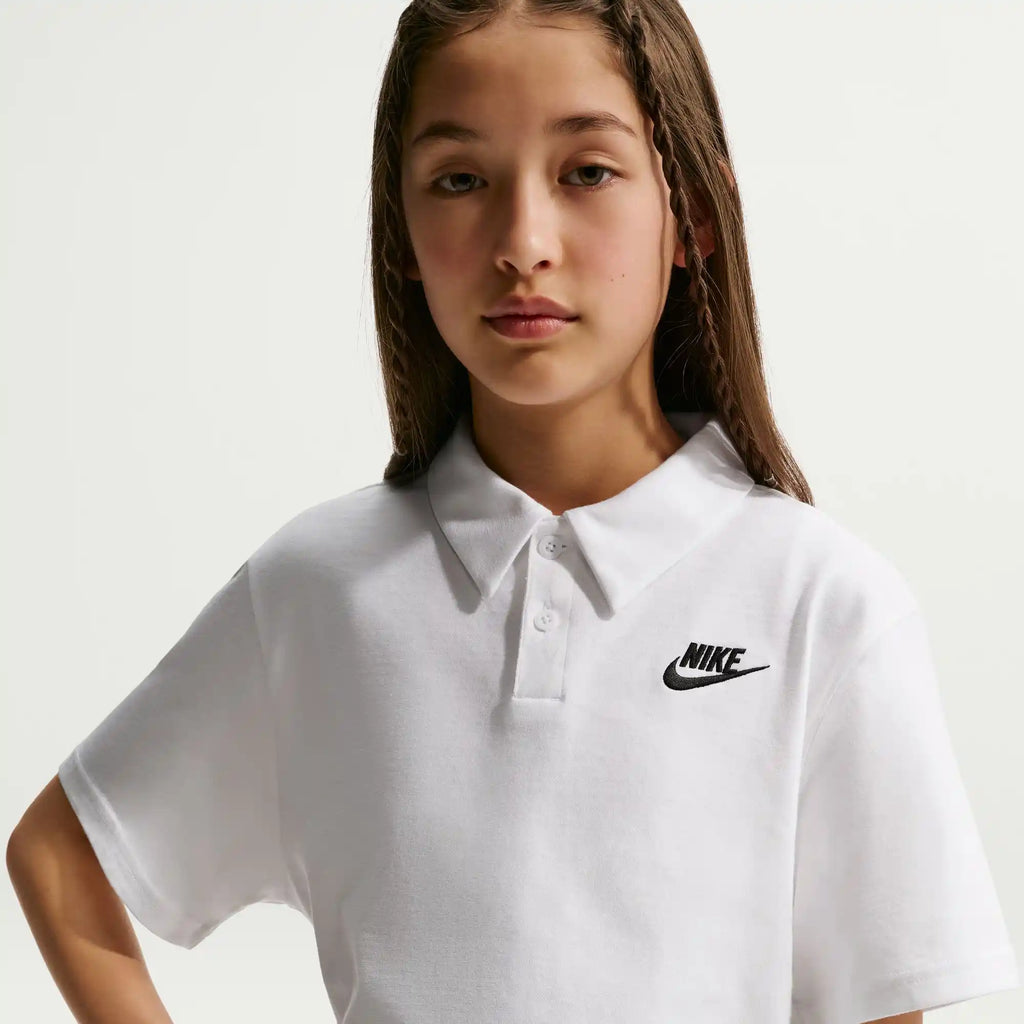 Nike Big Kids' Knit Short Sleeve Polo (White)