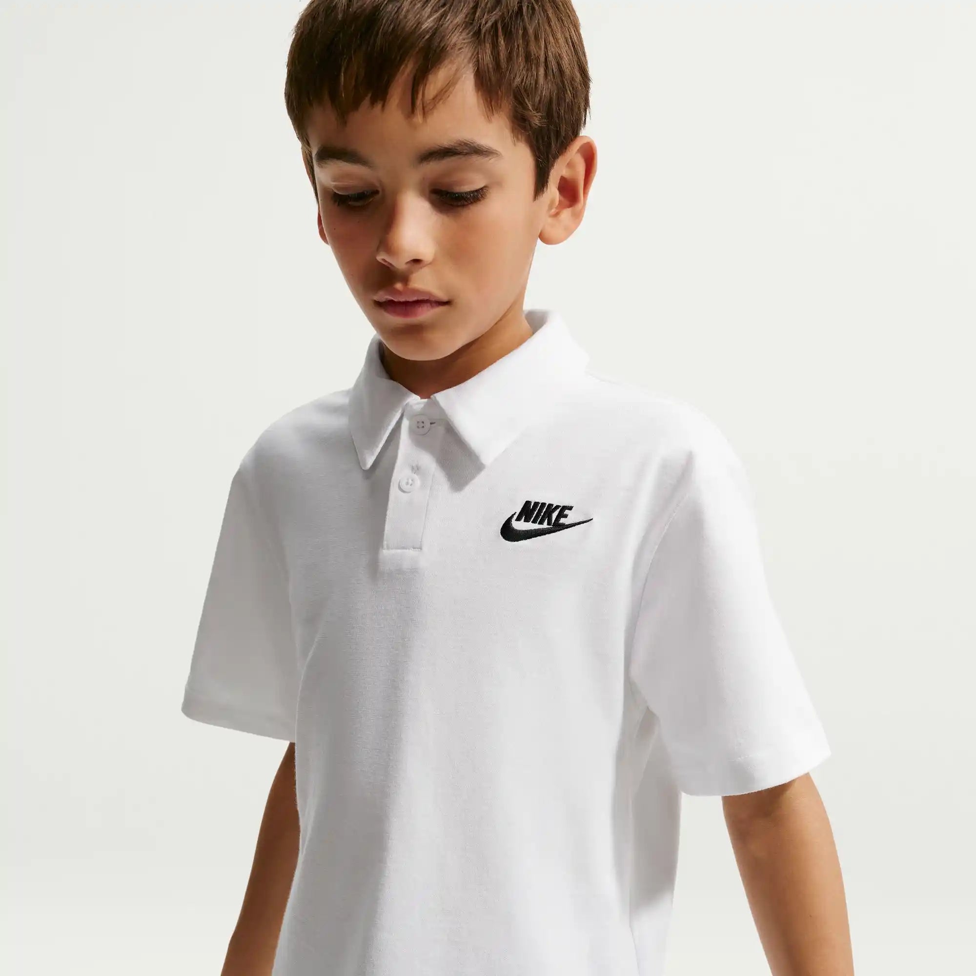Nike Big Kids' Knit Short Sleeve Polo (White)