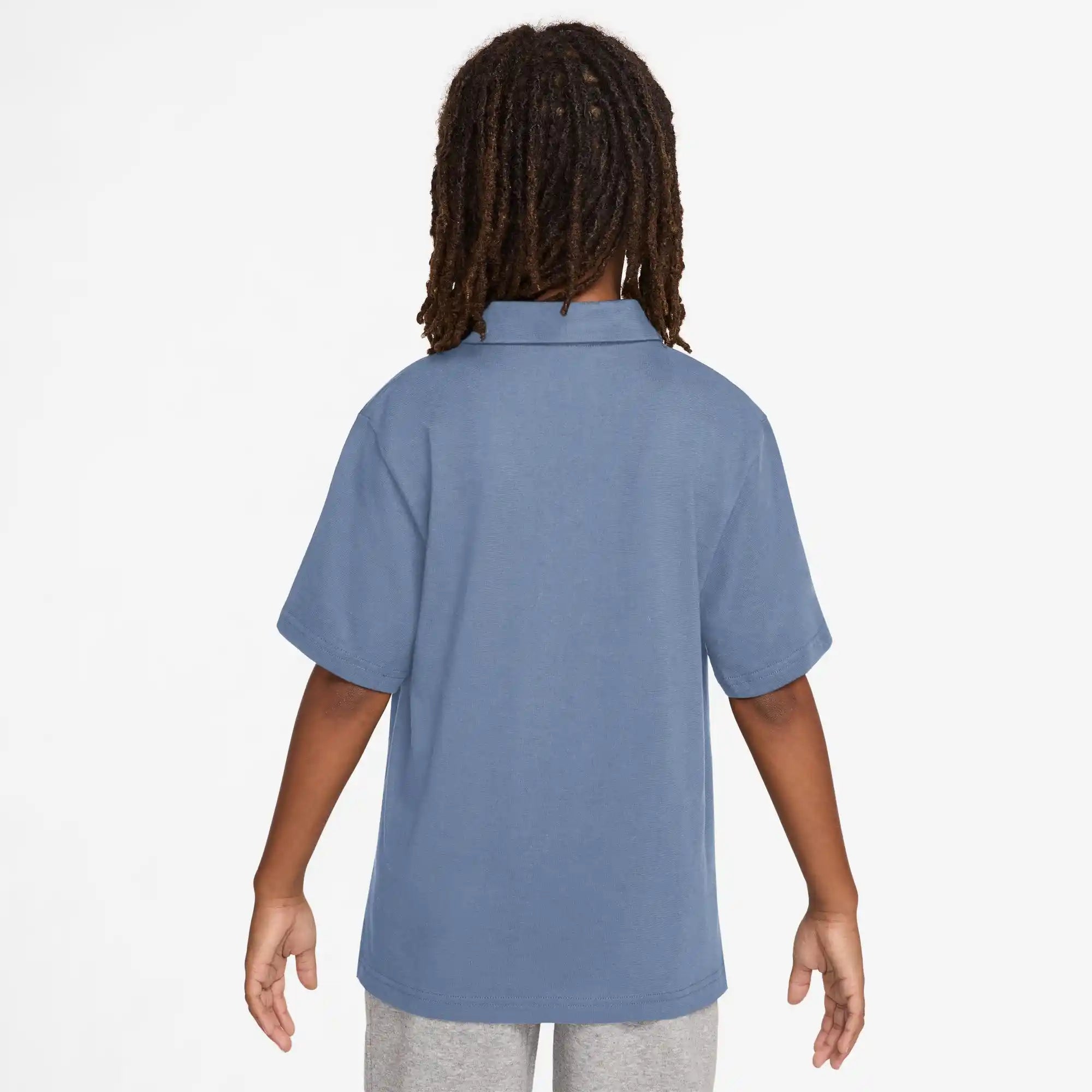 Nike Big Kids' Knit Short Sleeve Polo (Blue)