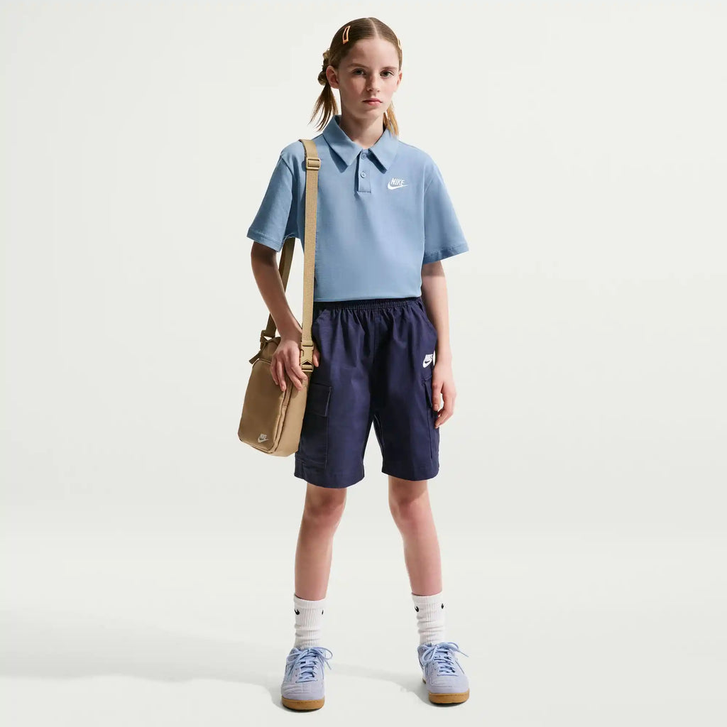 Nike Big Kids' Knit Short Sleeve Polo (Blue)