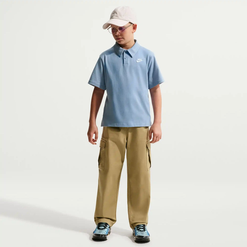 Nike Big Kids' Knit Short Sleeve Polo (Blue)