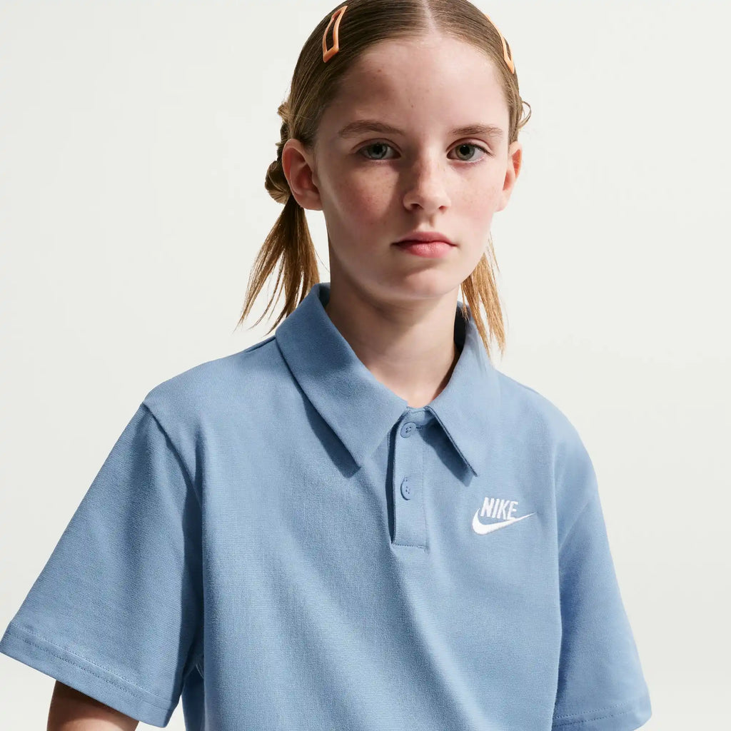 Nike Big Kids' Knit Short Sleeve Polo (Blue)