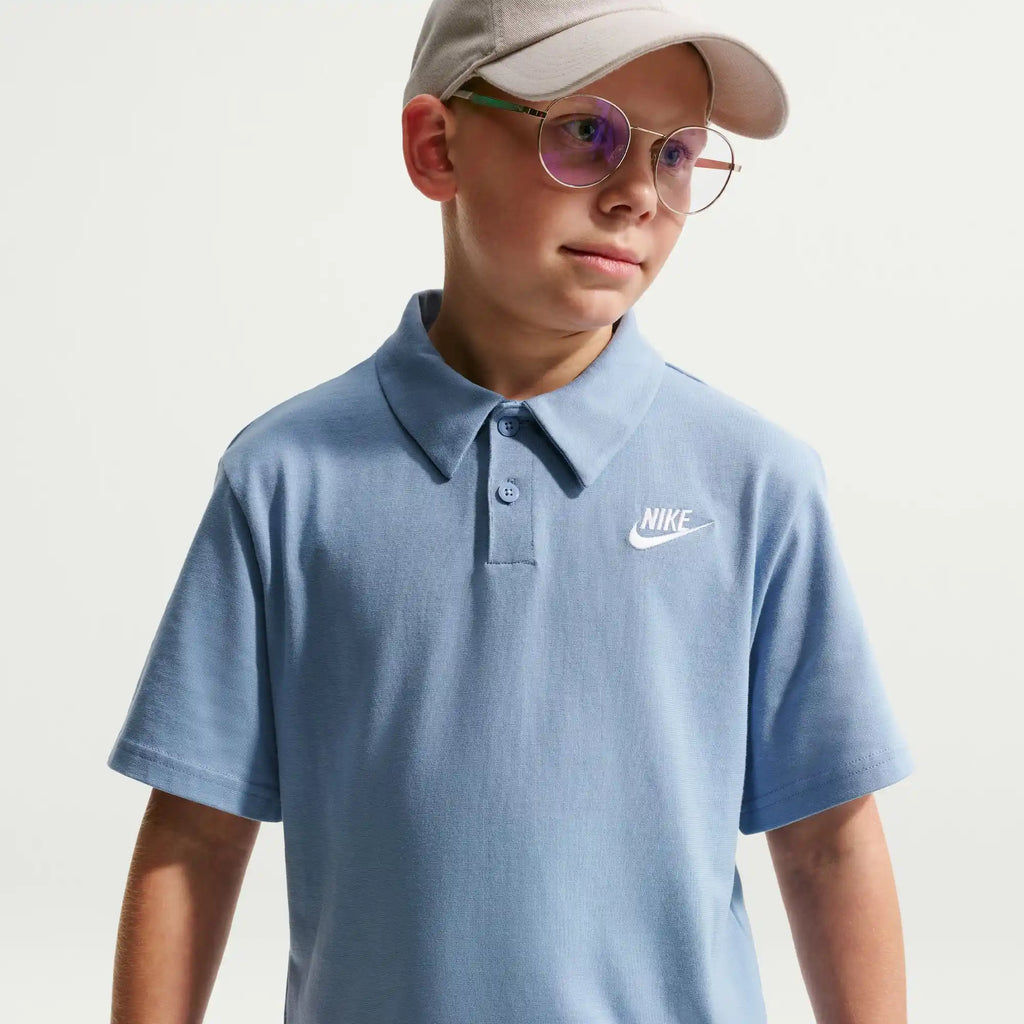 Nike Big Kids' Knit Short Sleeve Polo (Blue)